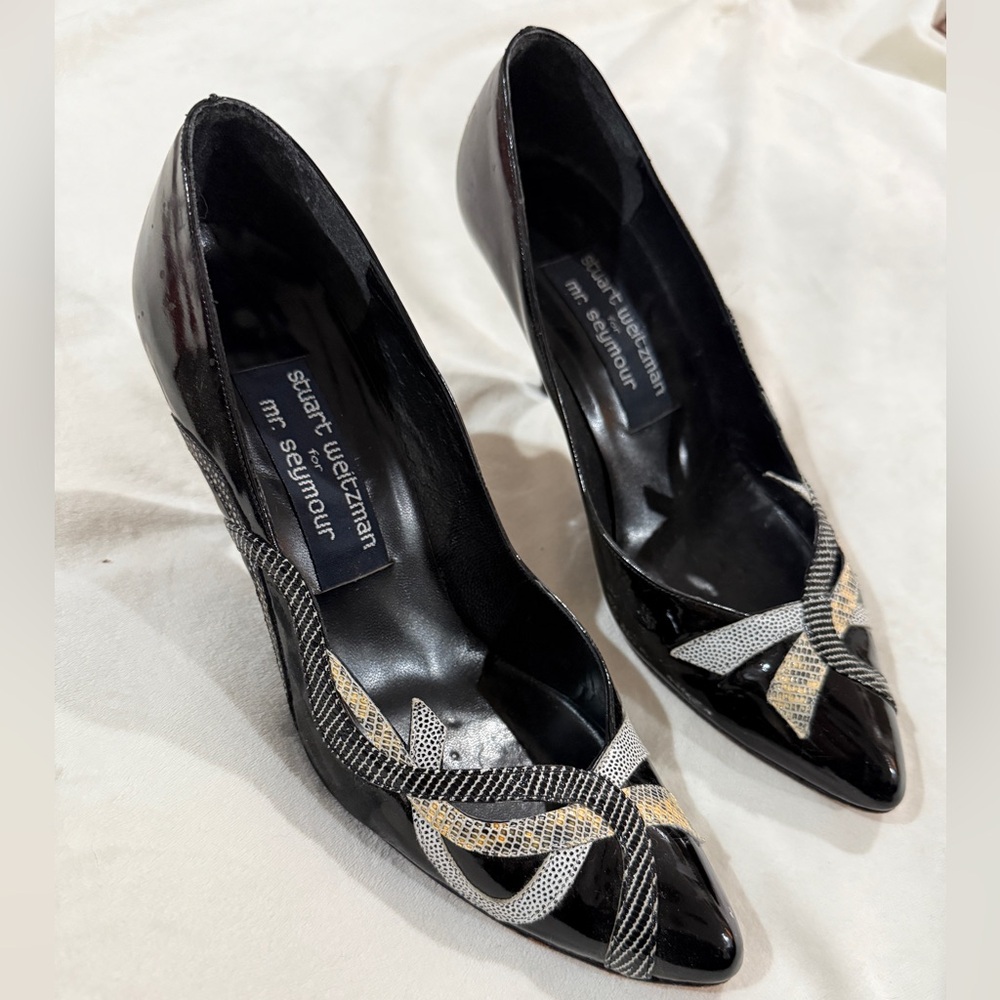 Vintage Stuart Weitzman for Mr. Seymour heels pumps 3-D detailing 7.5